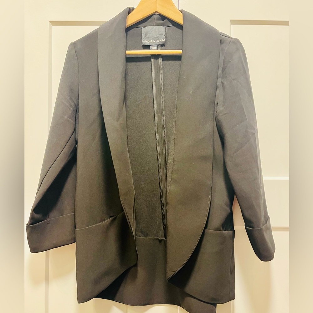 Harlowe & Graham black open blazer, size L